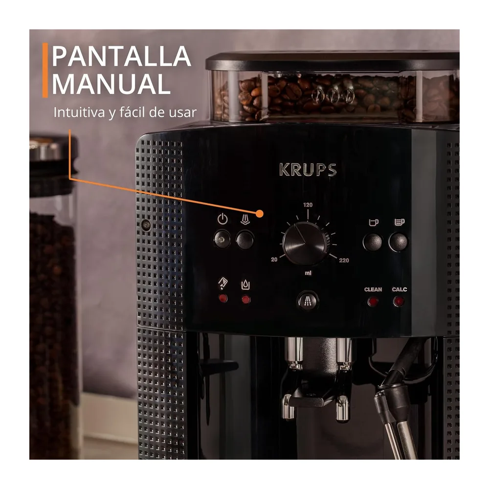 KRUPS Roma, Cafetera Superautomática 15 Bares, Capacidad de 1,7L, Negra — 2