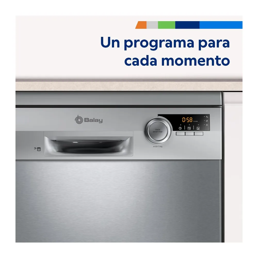 Balay, Lavavajillas, 13 Servicios, Silencioso, Acero Antihuellas, 3VS572IP [Clase de eficiencia energética E] — 3