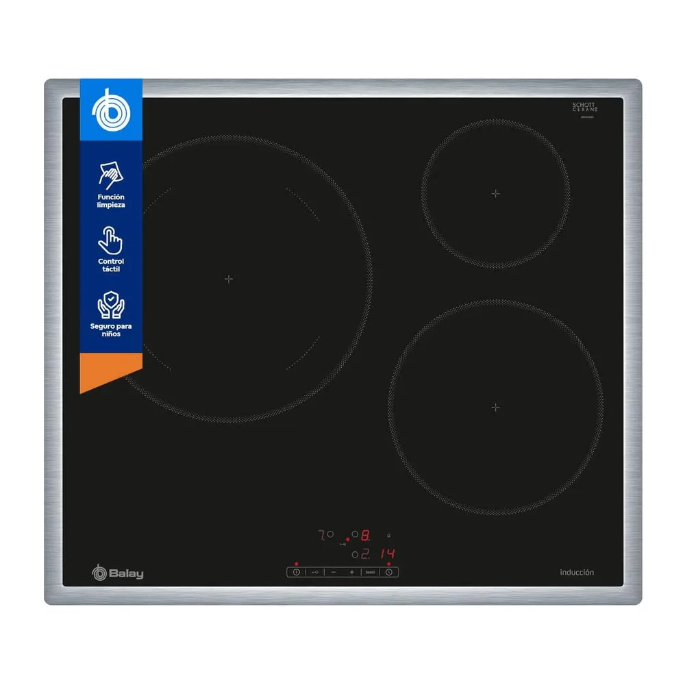 Balay, Placa de Inducción, 60 cm, Función Sprint, Táctil, Negro, 3EB865XR