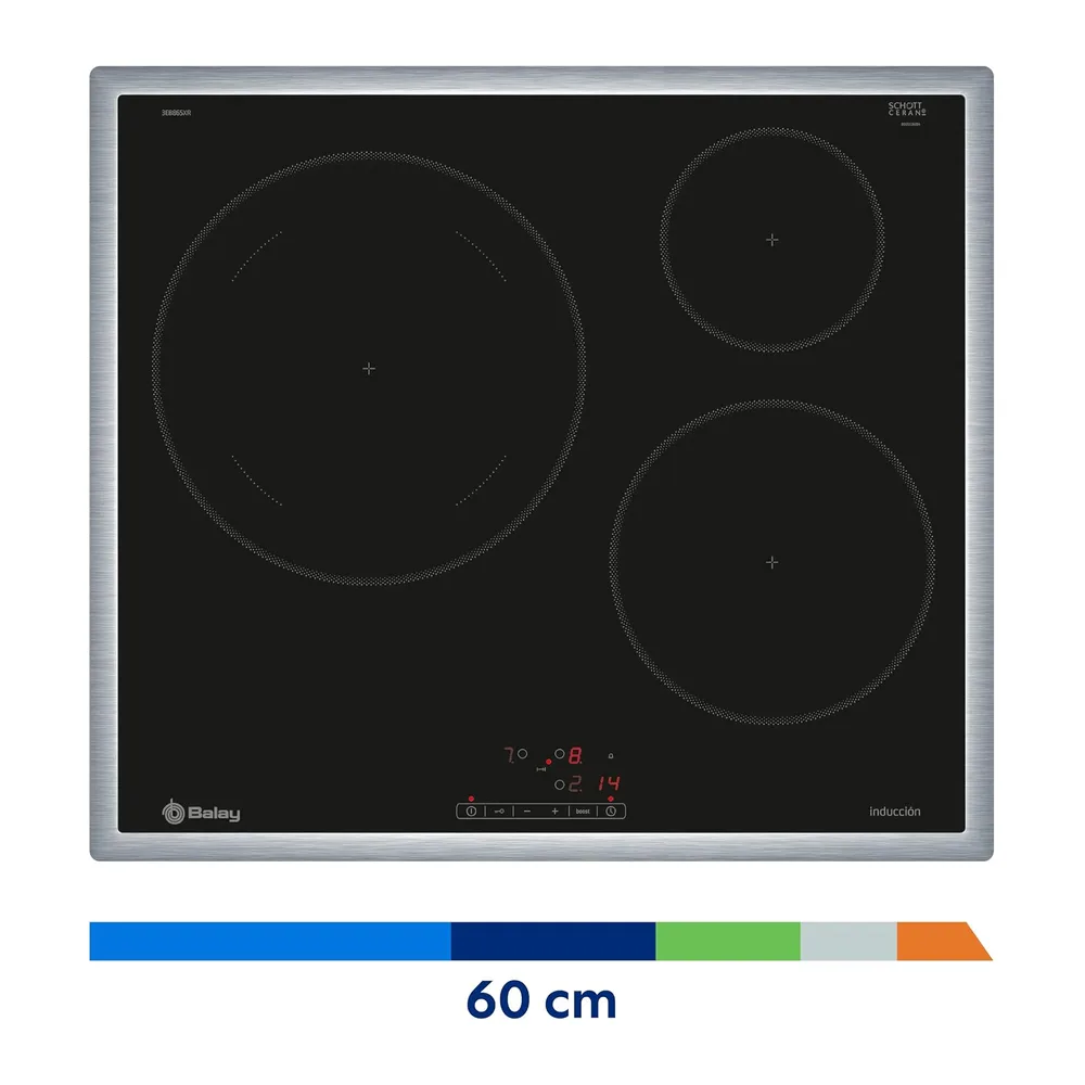 Balay, Placa de Inducción, 60 cm, Función Sprint, Táctil, Negro, 3EB865XR — 2