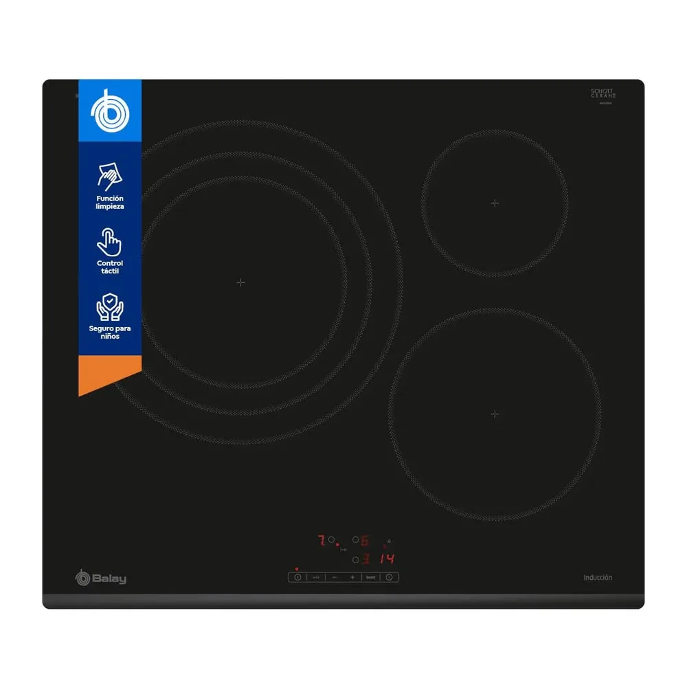 Balay, Placa de inducción, 60 cm, Zona 32 cm, Negro, 3EB967FR