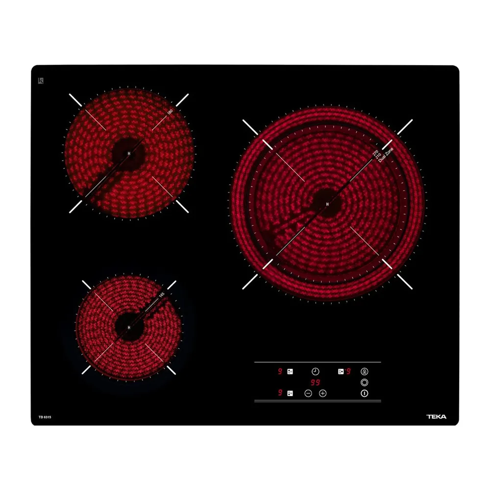 TEKA Placa Vitrocerámica 60 cm, 3 Fuegos, Touch Control, Función Stop & Go, Indicador de Calor Residual,