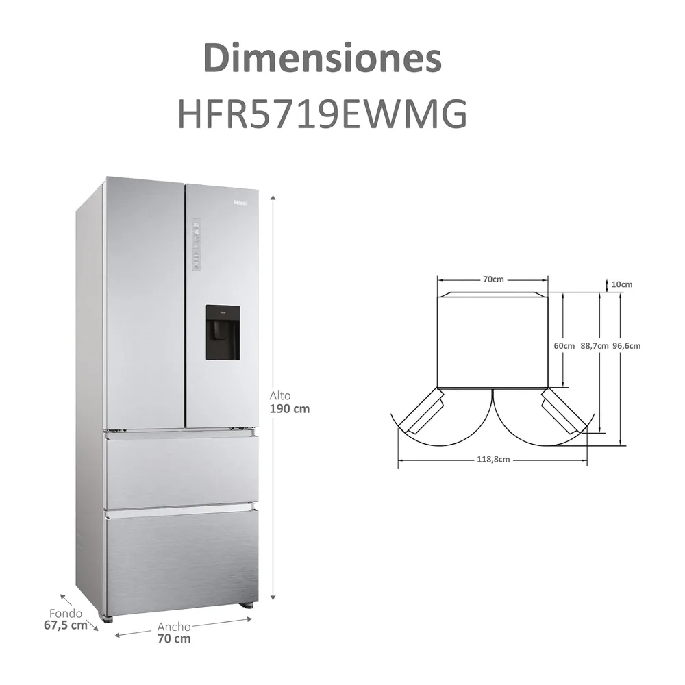 Haier FD 70 Series 5 HFR5719EWMG - Frigorífico Puerta Francesa, Dispensador Agua, Cajones Direct Access, — 5