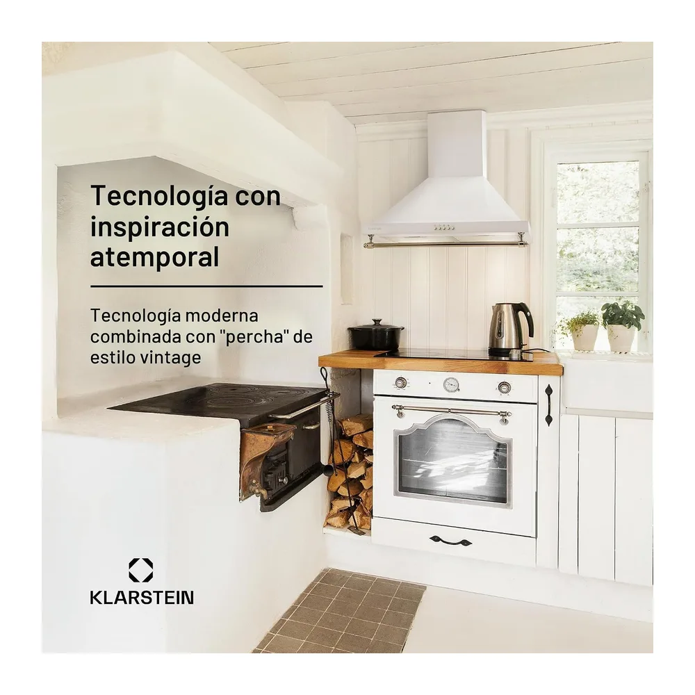 Klarstein Montblanc - Campana extractora 60 cm de pared cocina, 3 niveles, Extracción hasta 610 m³/h, — 2