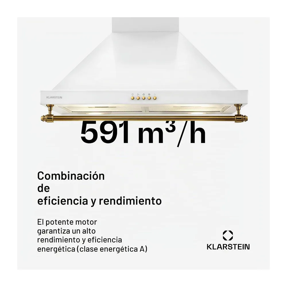 Klarstein Montblanc - Campana extractora 60 cm de pared cocina, 3 niveles, Extracción hasta 610 m³/h, — 4