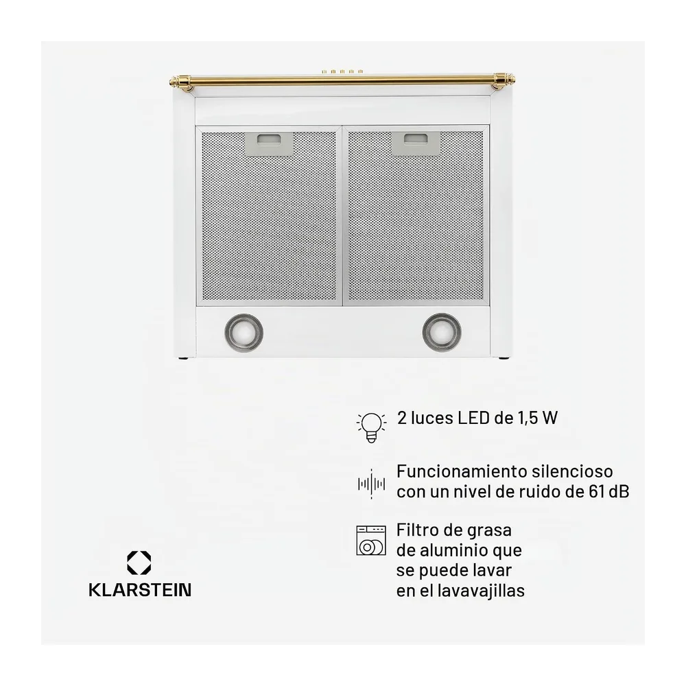 Klarstein Montblanc - Campana extractora 60 cm de pared cocina, 3 niveles, Extracción hasta 610 m³/h, — 6