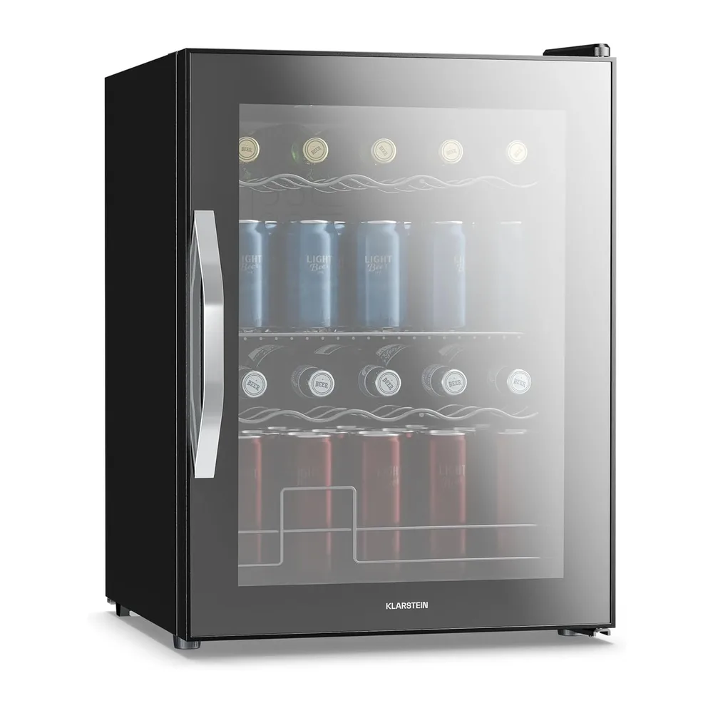 KLARSTEIN Beersafe Nevera para Bebidas - 60L, Puerta Cristal Espejo, 0-13°C, 4 Estantes Extraíbles, LED,