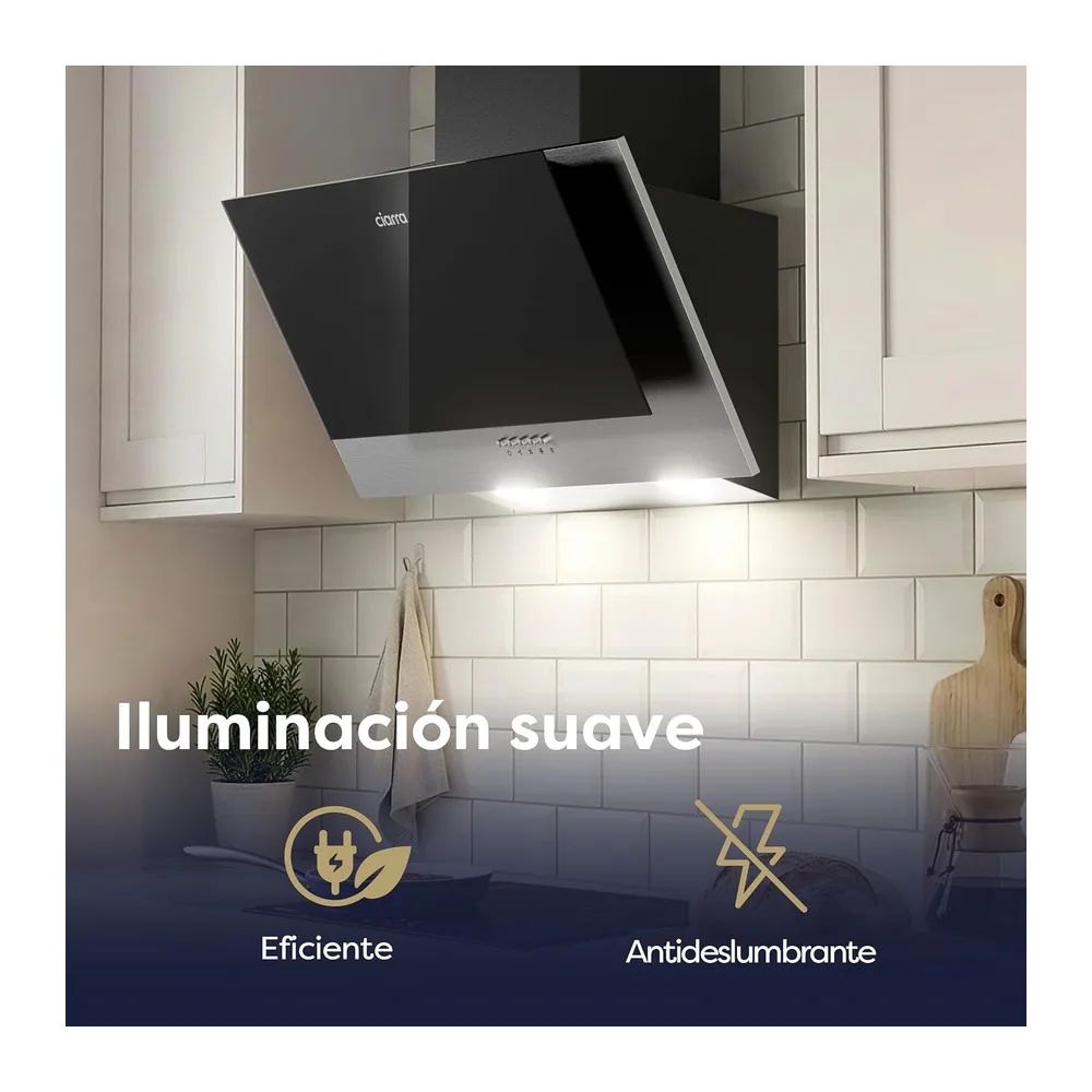 CIARRA CBCB6736C Campana Extractora 60cm Clase A++ Extractor Cocina 350m³/h [Clase de eficiencia energética — 5