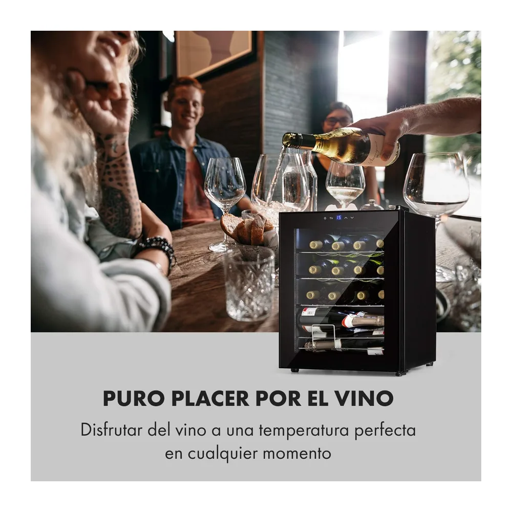 KLARSTEIN Shiraz Vinoteca Negro – 16 Botellas, 42 L, 1 Zona | Nevera para Vinos de Libre Instalación, Puerta — 2
