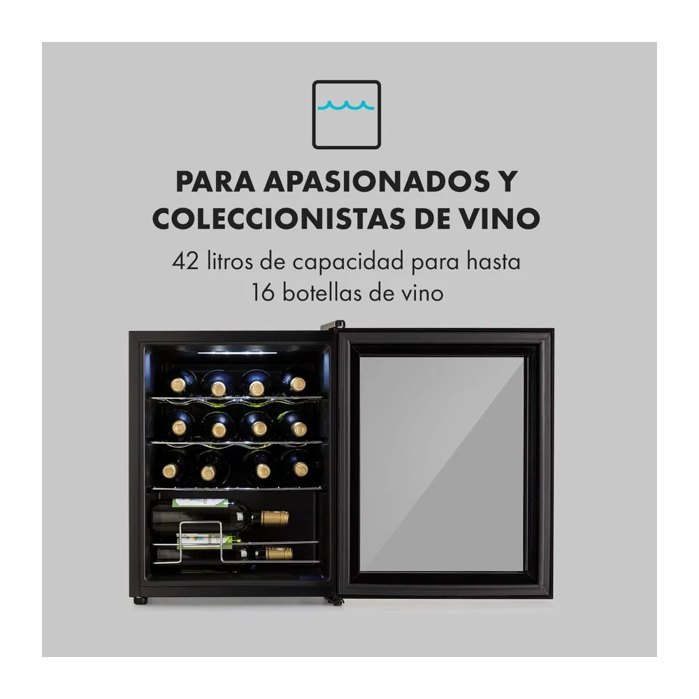 KLARSTEIN Shiraz Vinoteca Negro – 16 Botellas, 42 L, 1 Zona | Nevera para Vinos de Libre Instalación, Puerta — 5