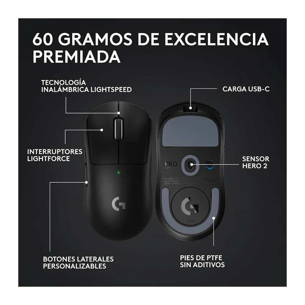Logitech G Pro X Superlight 2, Ratón inalámbrico para Gaming — 6