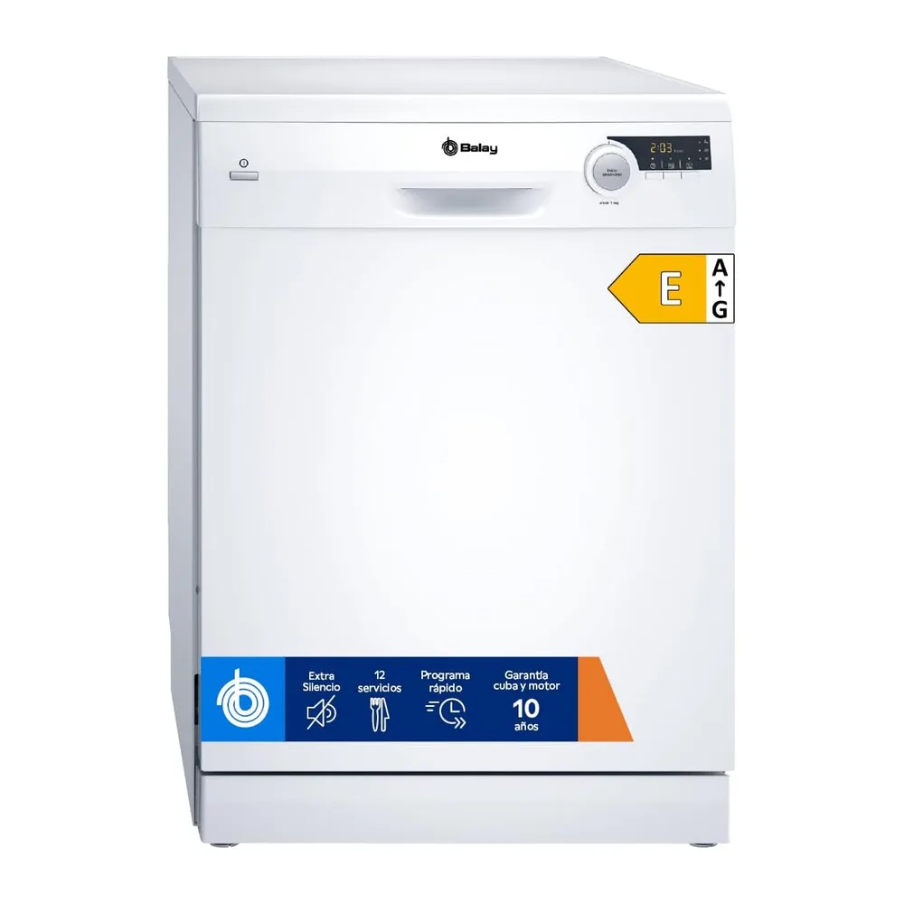 Balay, Lavavajillas, 12 servicios, Silencioso, Media Carga, Blanco, 3VS506BP [Clase de eficiencia energética