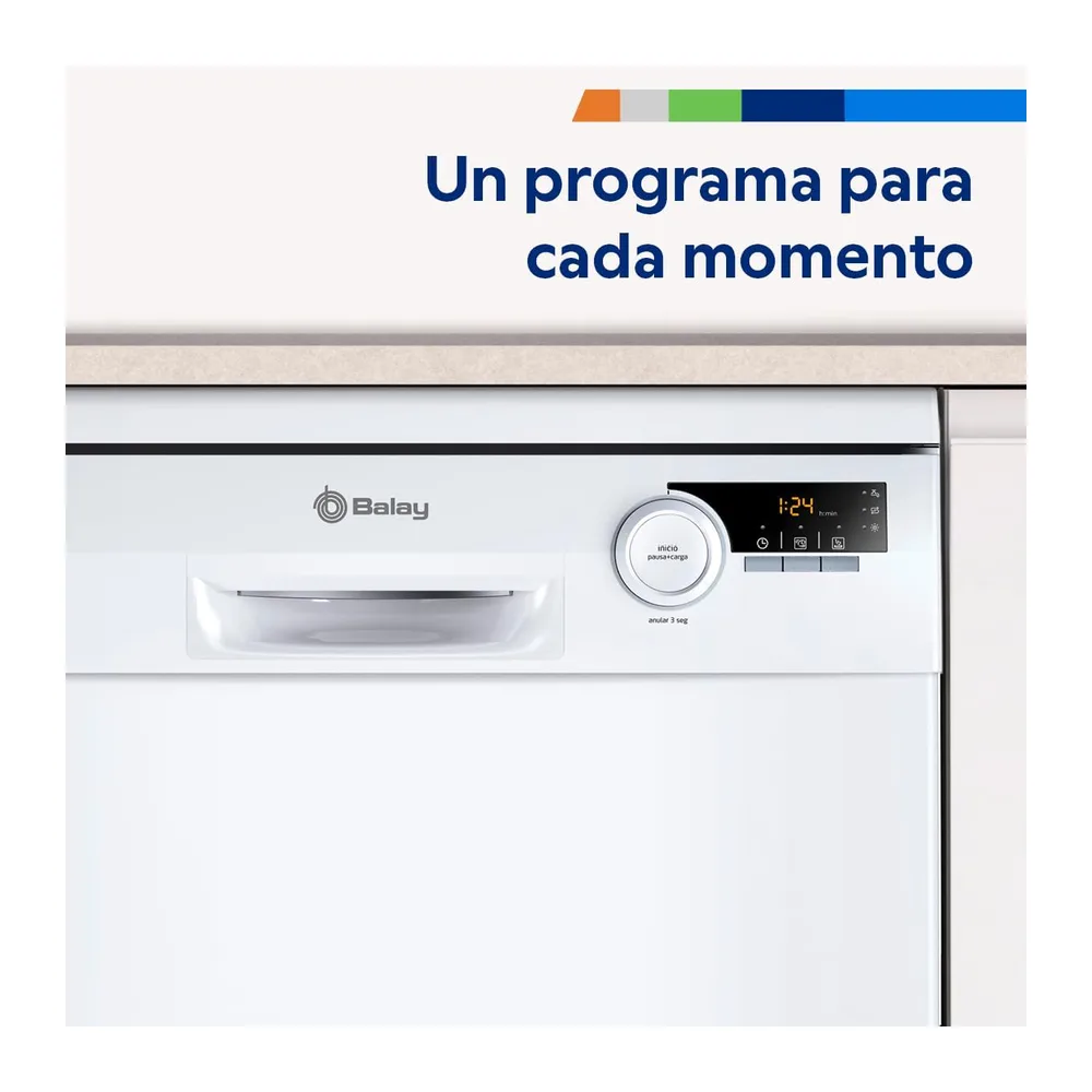 Balay, Lavavajillas, 12 servicios, Silencioso, Media Carga, Blanco, 3VS506BP [Clase de eficiencia energética — 3