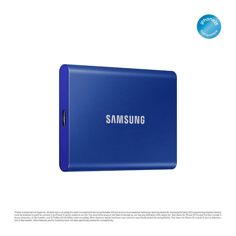 Samsung T7 Portable SSD - 1 TB - USB 3.2 Gen.2 External SSD Indigo Blue (MU-PC1T0H/WW) — 2