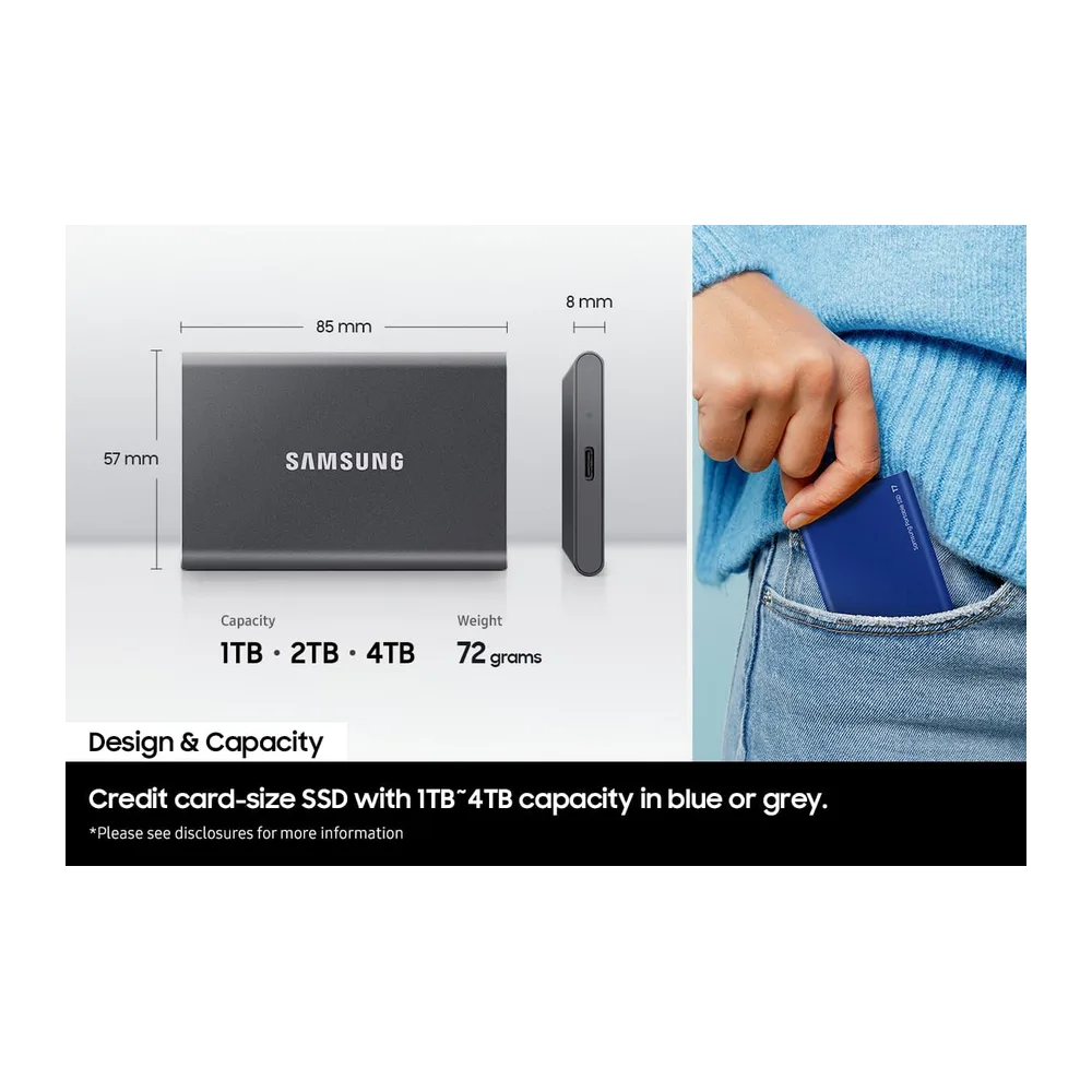 Samsung T7 Portable SSD - 1 TB - USB 3.2 Gen.2 External SSD Indigo Blue (MU-PC1T0H/WW) — 6