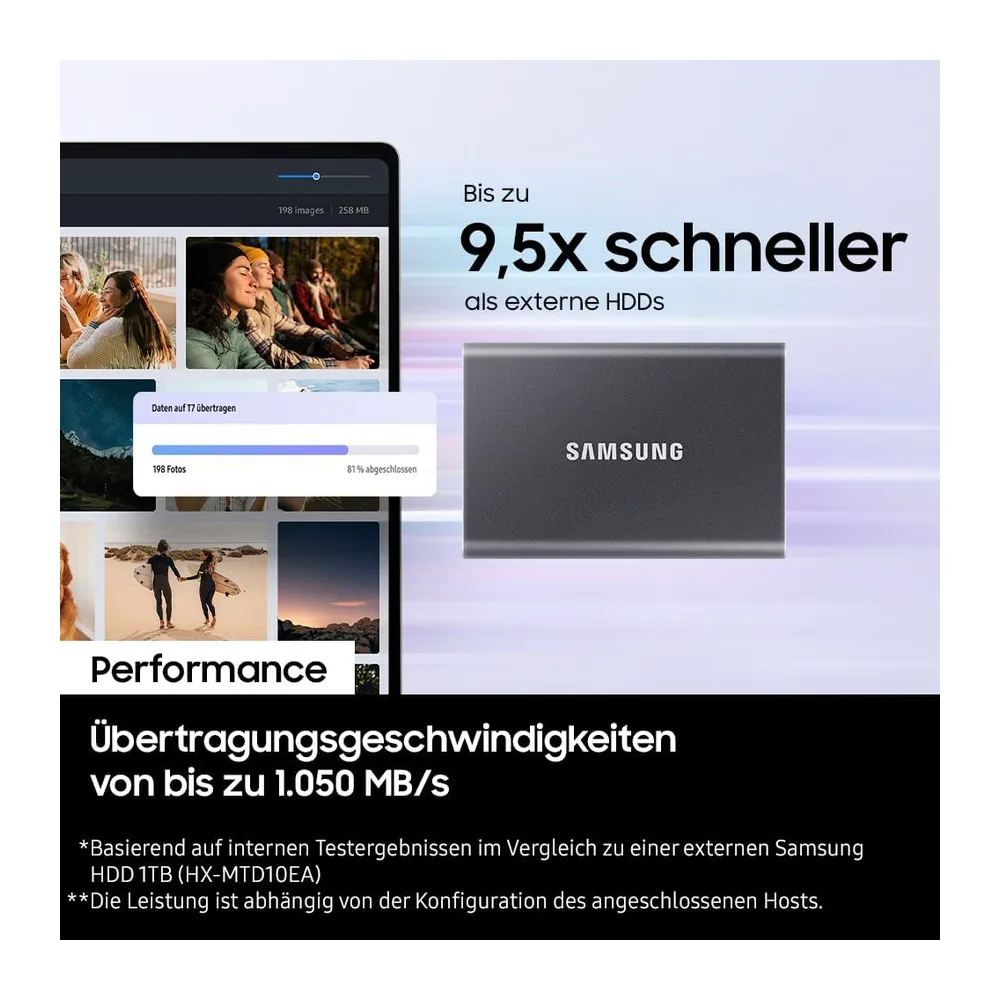 Samsung Portable SSD T7 (MU-PC1T0T/WW) 1 TB USB 3.2 Gen.2 1050 MB/s Lectura 1000 MB/s Escritura Disco duro — 6