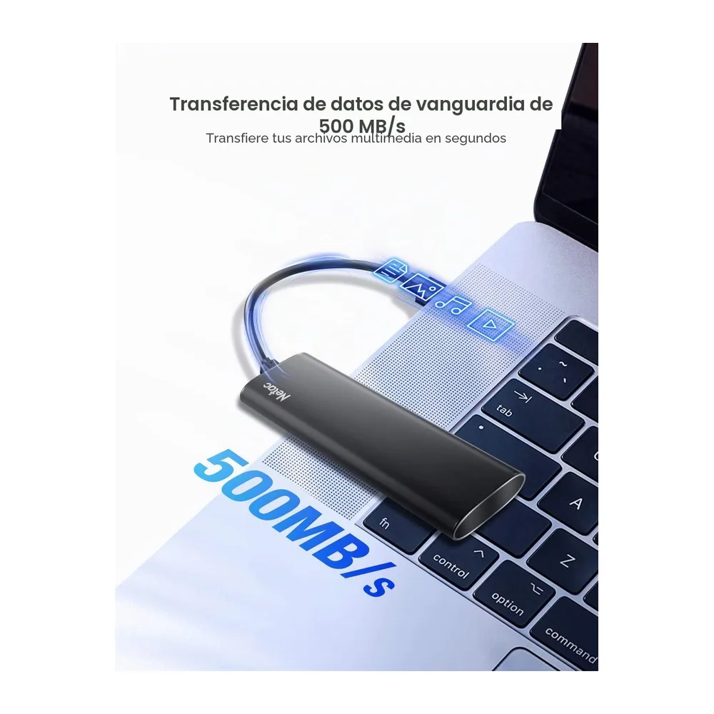Netac 1TB Disco Duro Externo SSD USB 3.2 Tipo-C Gen 2 Portátil Unidad de Estado Sólido,Negro — 2