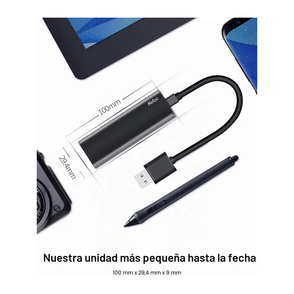 Netac 1TB Disco Duro Externo SSD USB 3.2 Tipo-C Gen 2 Portátil Unidad de Estado Sólido,Negro — 5