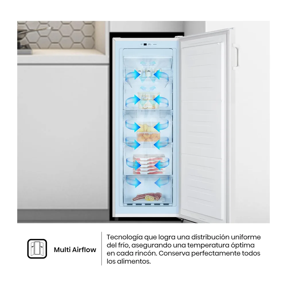 Hisense Congelador FV191N4AW2, TotalNoFrost/Superfreeze/ Alarma de puerta, Multiflow 360°/ BigBox/ 143,4 cm/ — 6