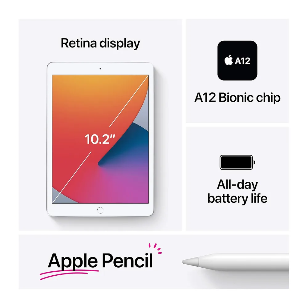 Apple iPad (8.ª Generación, 10.2-Pulgadas, 2020), 32GB, Wi-Fi, Plata (Reacondicionado) — 6