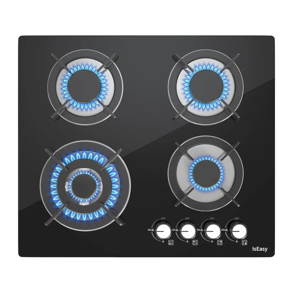 Placa de gas con 4 fuegos – Autosuficiente placa de cocción de gas – Cocina empotrable – Gas Natural/Propano