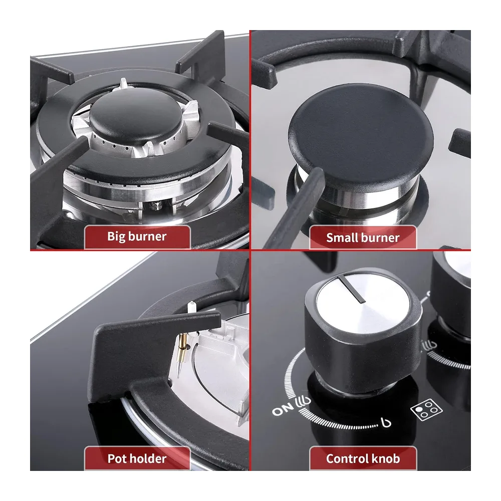 Placa de gas con 4 fuegos – Autosuficiente placa de cocción de gas – Cocina empotrable – Gas Natural/Propano — 6