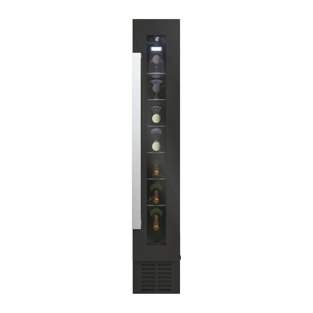 CANDY DiVino CCVB 15/1, Vinoteca Integrable Estrecha, 20L, 7 Botellas, Puerta Reversible, 6 Baldas,