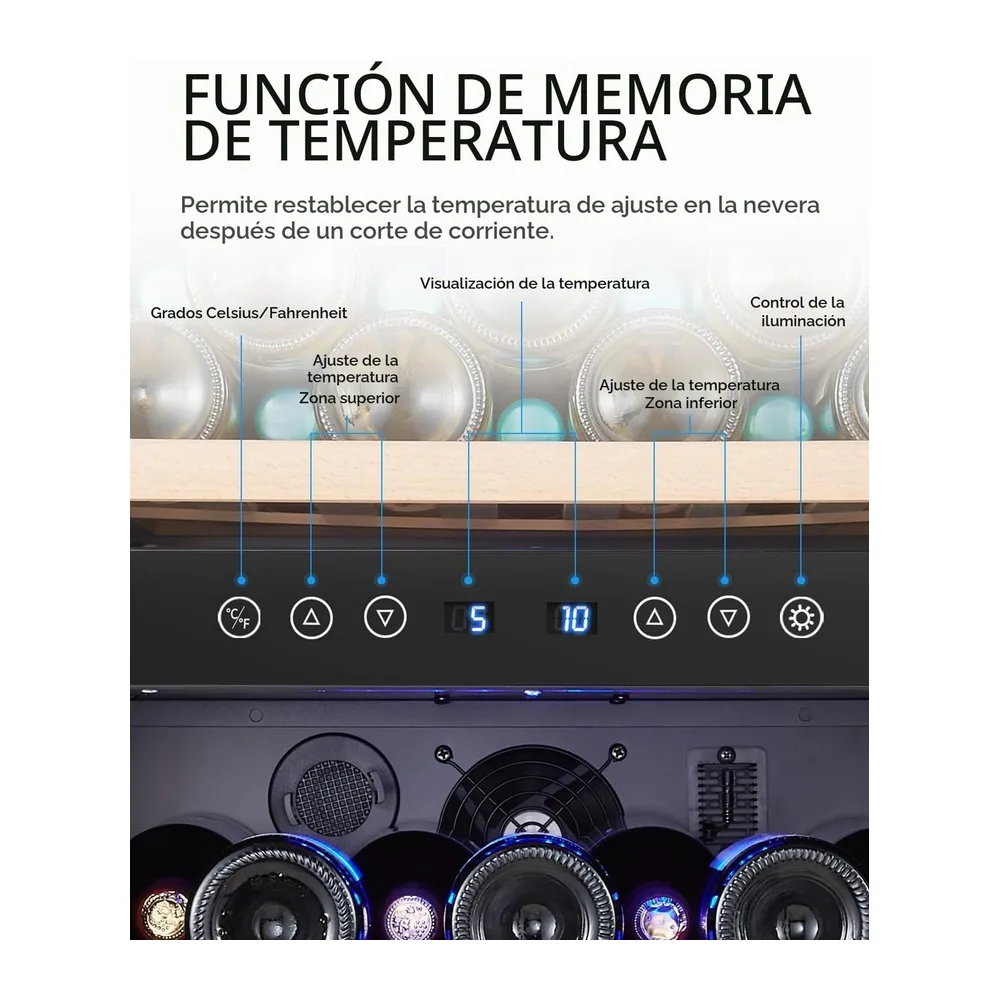 Kalamera KRC-45BSS Vinoteca, dos Zonas Vino temperier Armario, 5 – 10 °C/10 – 18 °C, 45 Botellas,120 L, acero — 6