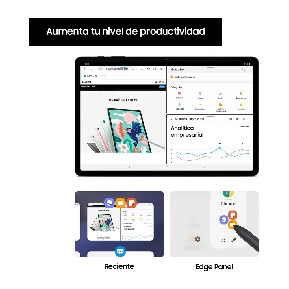 Samsung - Tablet Galaxy Tab S7 FE de 12,4 Pulgadas con Wi-Fi y Sistema Operativo Android 128 GB Negra ES — 4