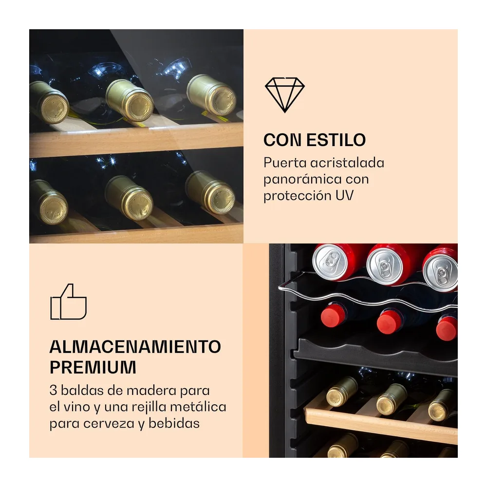Klarstein Vinoteca nevera frigorífico, de 18 botellas - Modelo independiente con 2 zonas de refrigeración - — 2