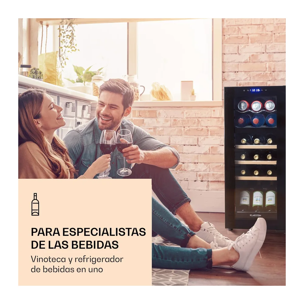 Klarstein Vinoteca nevera frigorífico, de 18 botellas - Modelo independiente con 2 zonas de refrigeración - — 3