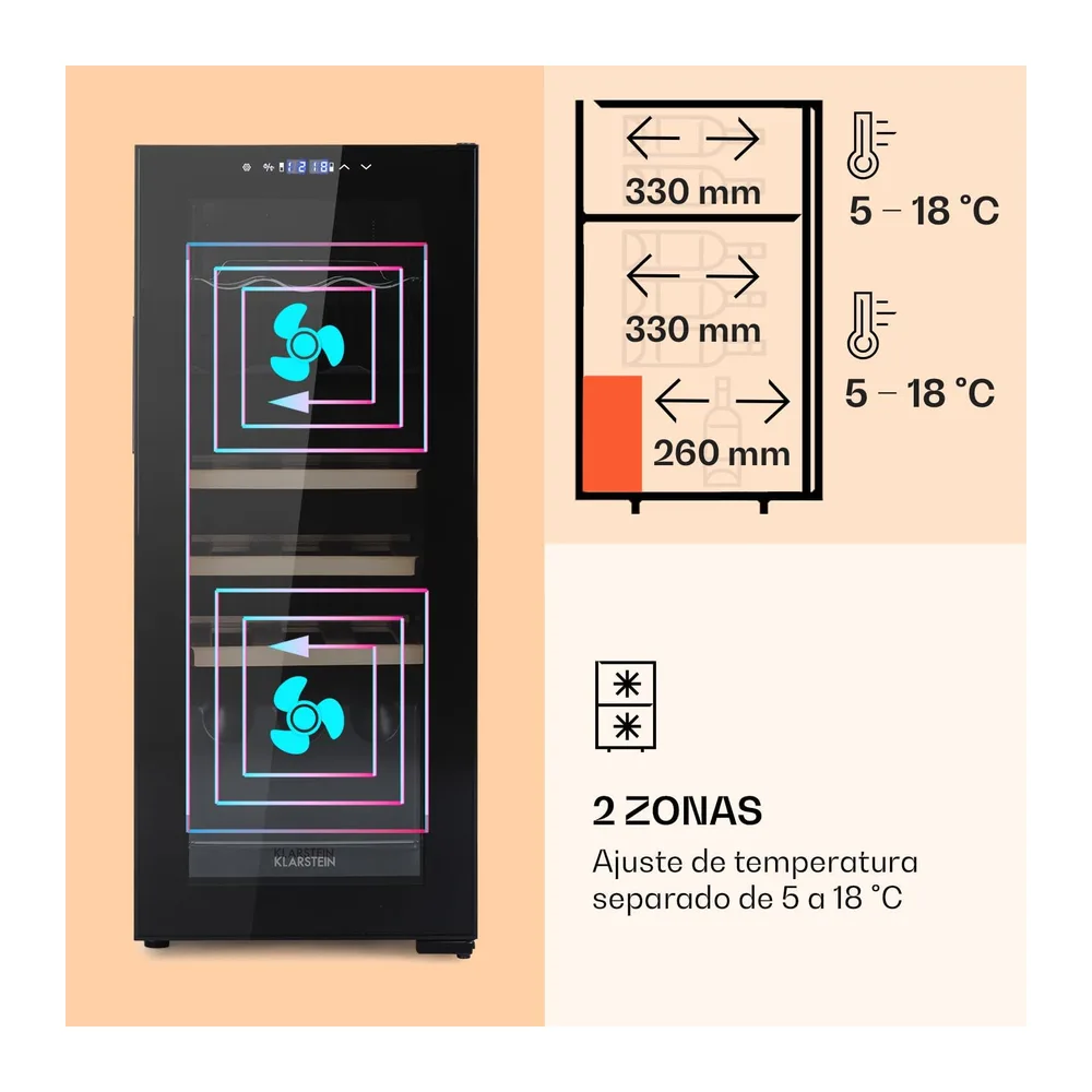 Klarstein Vinoteca nevera frigorífico, de 18 botellas - Modelo independiente con 2 zonas de refrigeración - — 5