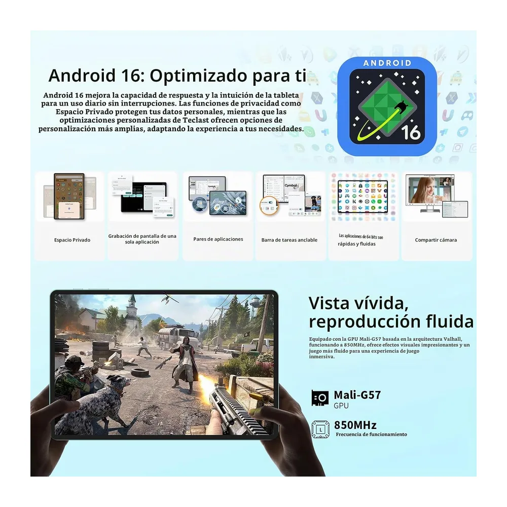 TECLAST P50 Tablet 11" Android 16, 90Hz Tablets 32GB+128GB, 4G LTE, 8000mAh — 4