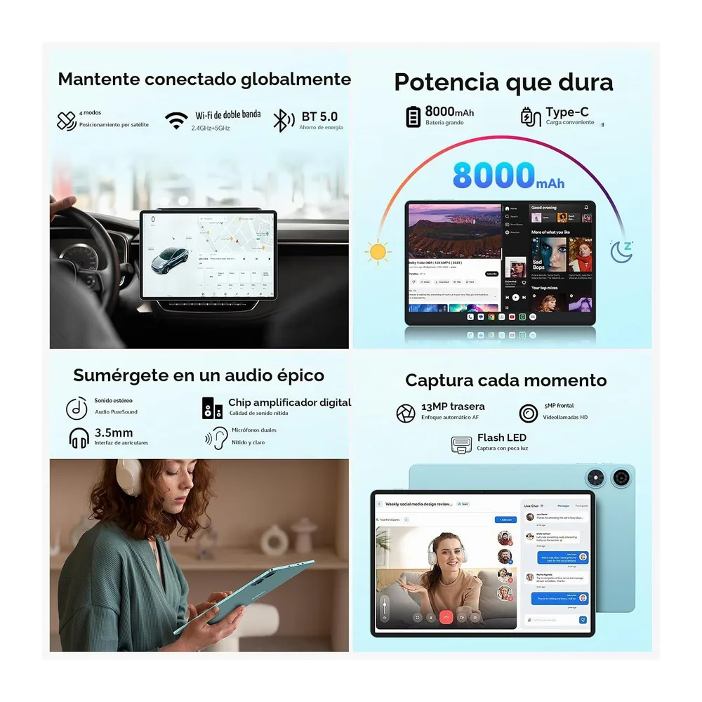 TECLAST P50 Tablet 11" Android 16, 90Hz Tablets 32GB+128GB, 4G LTE, 8000mAh — 6