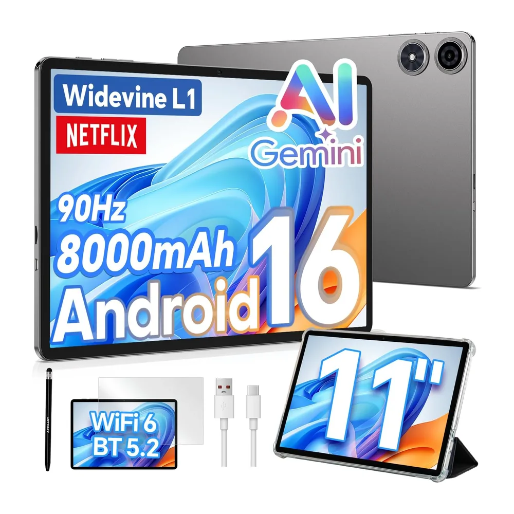 TECLAST P50T Tablet 11" 90Hz Android 16, 128GB+5TB 8000mAh BT 5.2 WiFi 6
