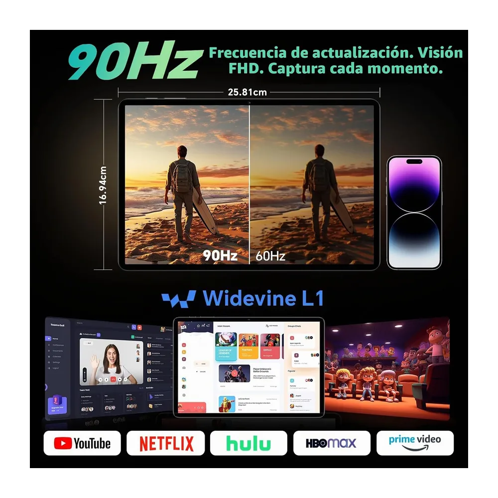 TECLAST P50T Tablet 11" 90Hz Android 16, 128GB+5TB 8000mAh BT 5.2 WiFi 6 — 3