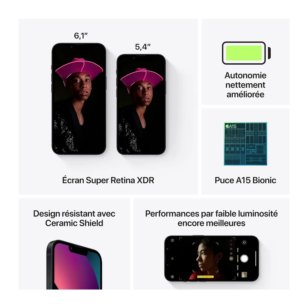 Apple iPhone 13, 128 GB, Negro - Desbloqueado (Reacondicionado) — 5