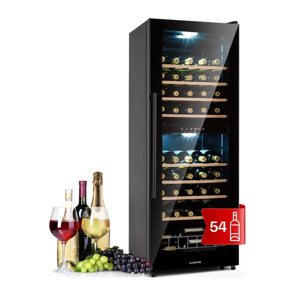 KLARSTEIN Vinoteca, 54 Botellas, Nevera Vinos de una zona, Nevera Expositora Vino y Cerveza, Vinoteca Pequeña