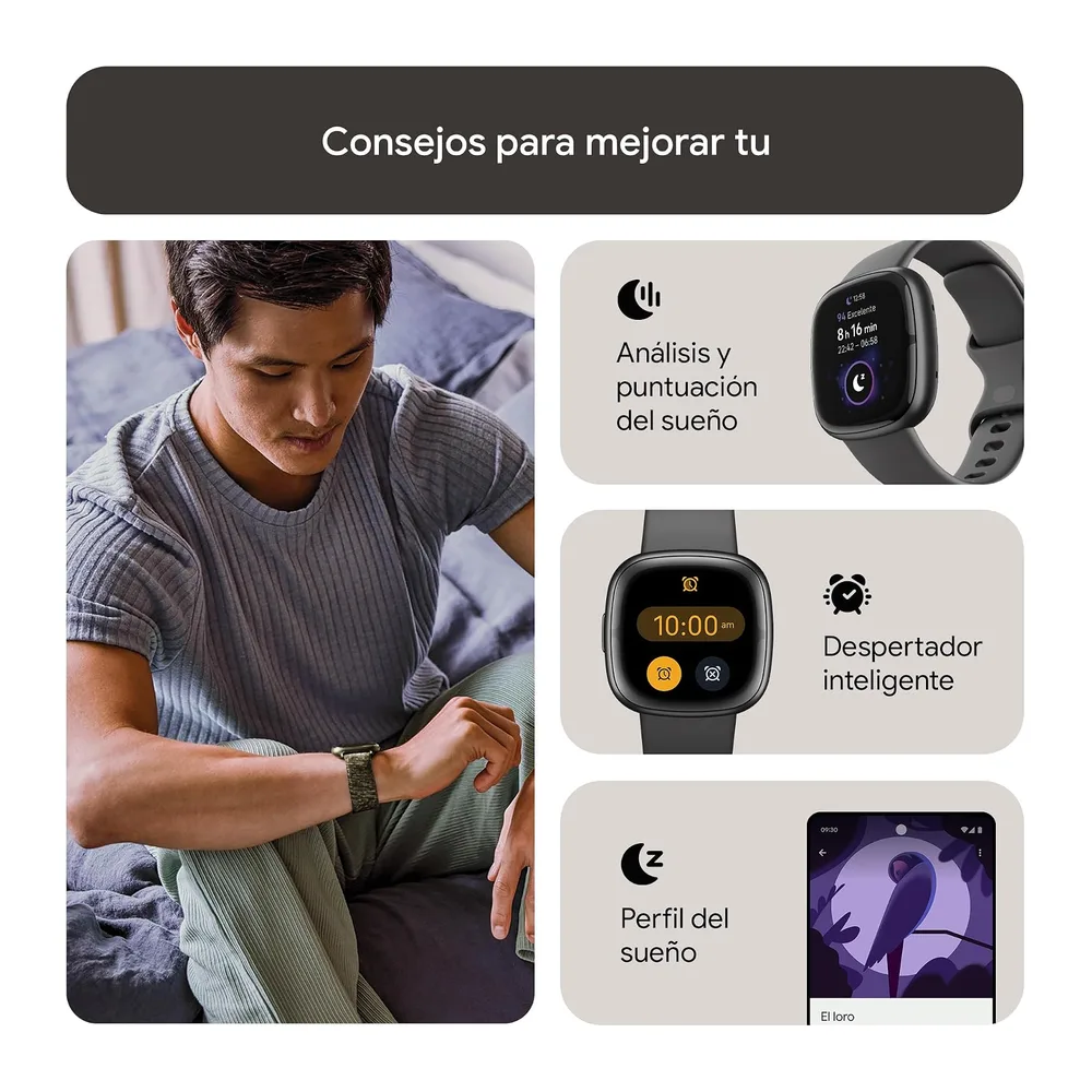 Google Fitbit Sense 2, el smartwatch avanzado que te ayuda a cuidar tu salud, con GPS integrado, funciones de — 3