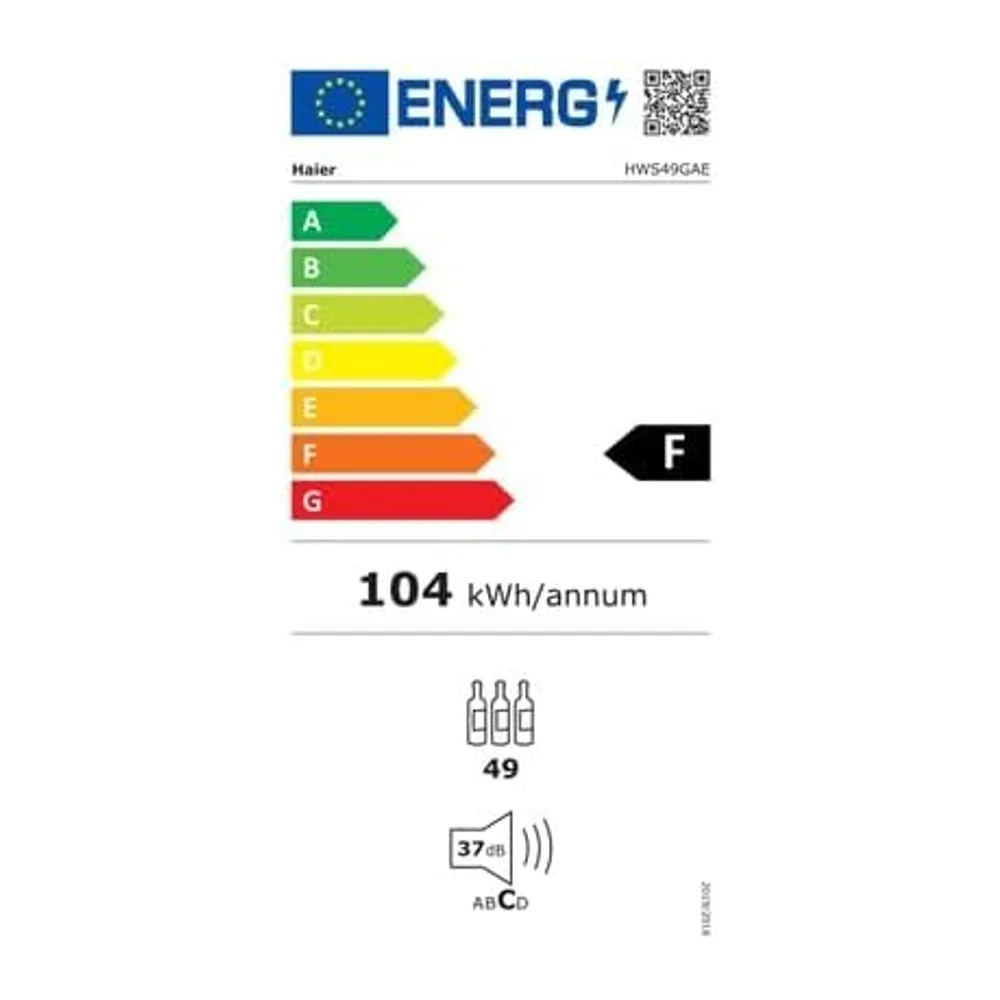 Haier vinoteca de servicio de 49 botellas hws49gae [Clase de eficiencia energética F] — 2