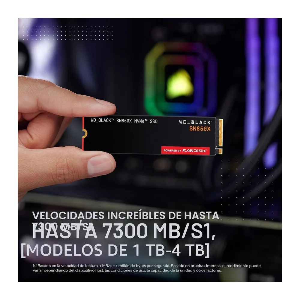 WD_BLACK SN850X NVMe SSD 1TB (Velocidades de lectura hasta 7300 MB/s — 4