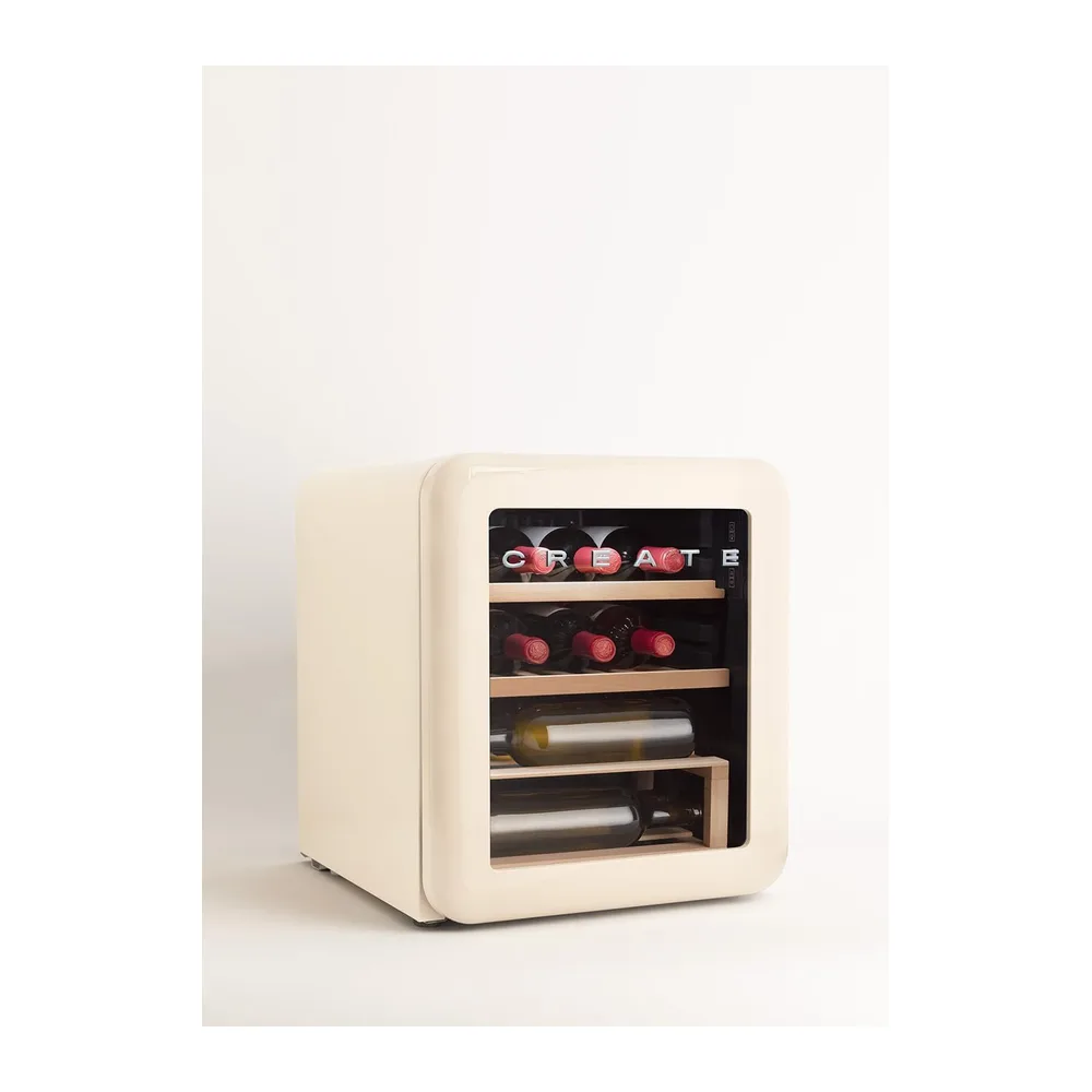 CREATE / WINECOOLER RETRO M/Vinoteca eléctrica de 12 botellas blanco roto/Diseño Retro. temperatura — 3
