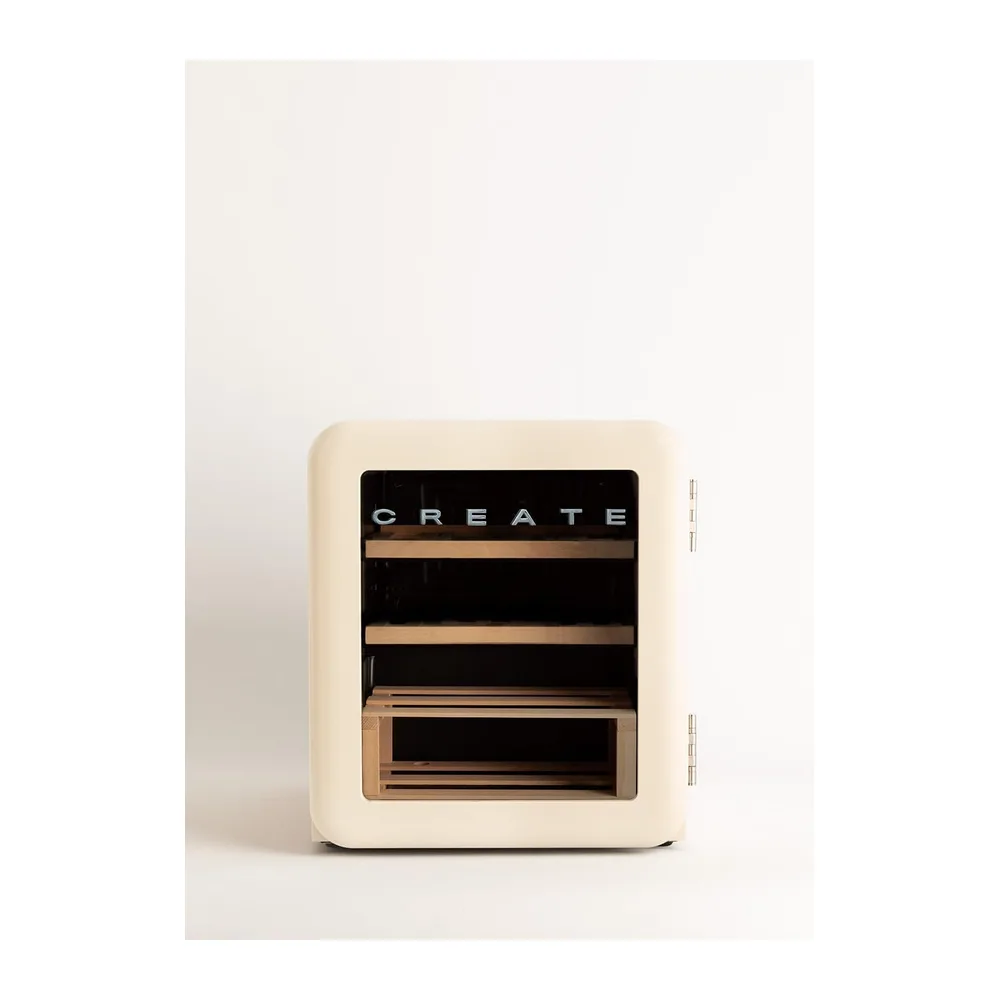 CREATE / WINECOOLER RETRO M/Vinoteca eléctrica de 12 botellas blanco roto/Diseño Retro. temperatura — 4