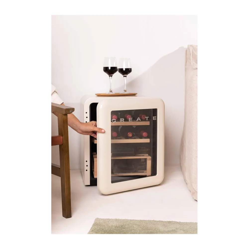 CREATE / WINECOOLER RETRO M/Vinoteca eléctrica de 12 botellas blanco roto/Diseño Retro. temperatura — 5