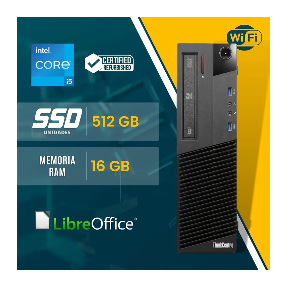 Lenovo, PC de sobremesa listo para usar, ordenador PC de escritorio Intel i5, RAM 16 GB, SSD 512 GB, paquete — 2