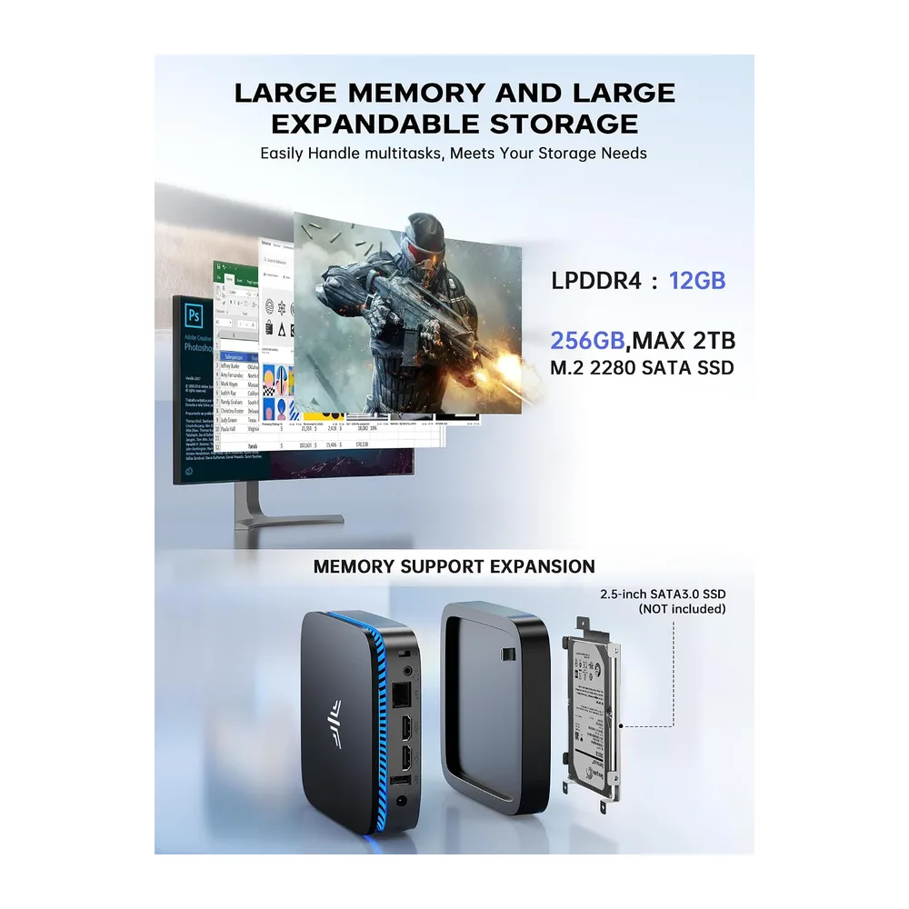 ACEMAGICIAN AK1PLUS Mini PC, Intel N5030(3,1 GHz) 12GB LPDDR4 256GB SSD — 6