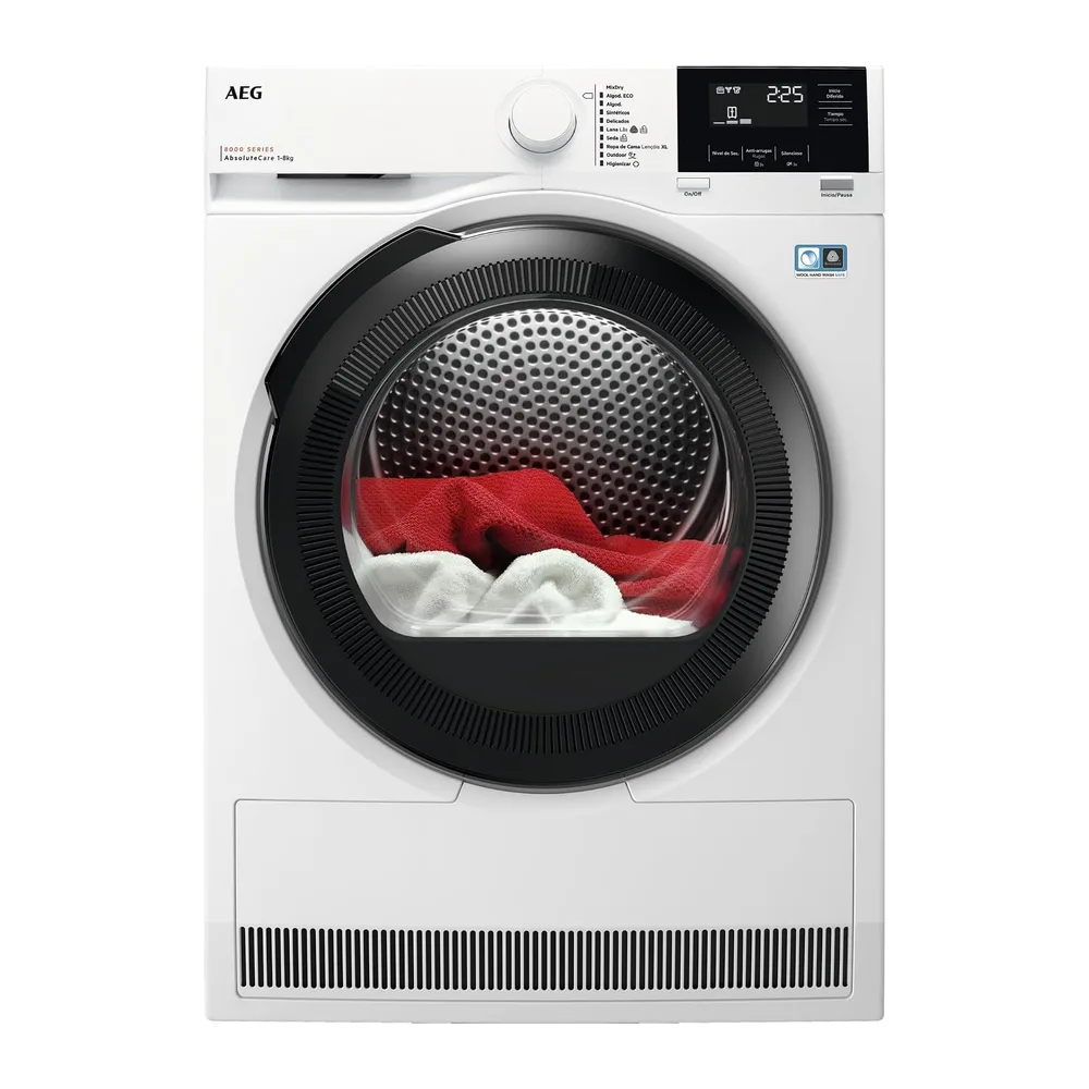AEG Secadora con Bomba de Calor 8Kg, Libre Instalación, Motor Inverter, Función Vapor, Programa Rápido,
