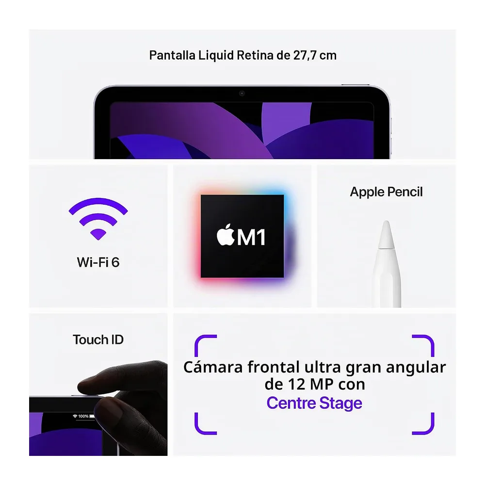 Apple iPad Air (5.ª Generación, 10.9-Pulgadas, 2022), 64GB, Wi-Fi, Blanco Estrella (Reacondicionado) — 5