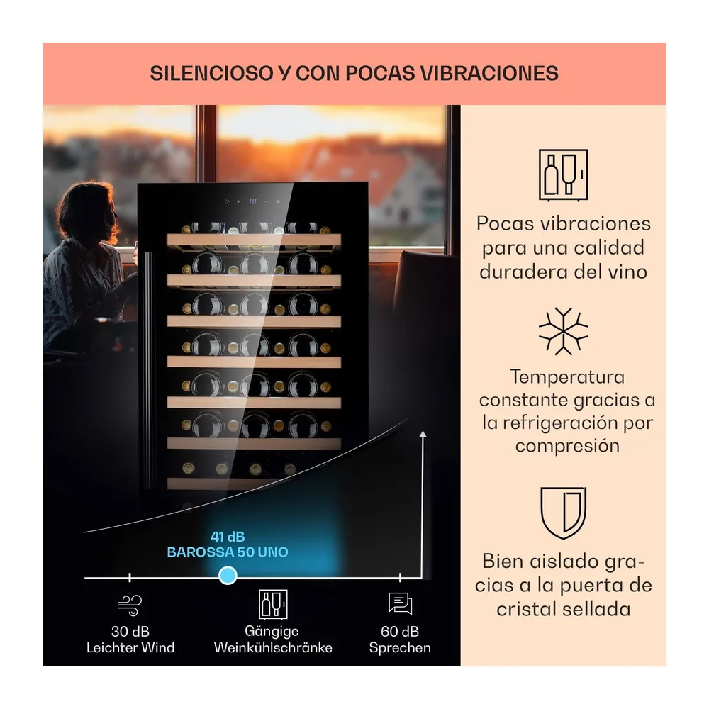 KLARSTEIN Vinoteca, 52 Botellas, Nevera Vinos de Una Zona, Nevera Expositora Vino y Cerveza, Vinoteca Pequeña — 4