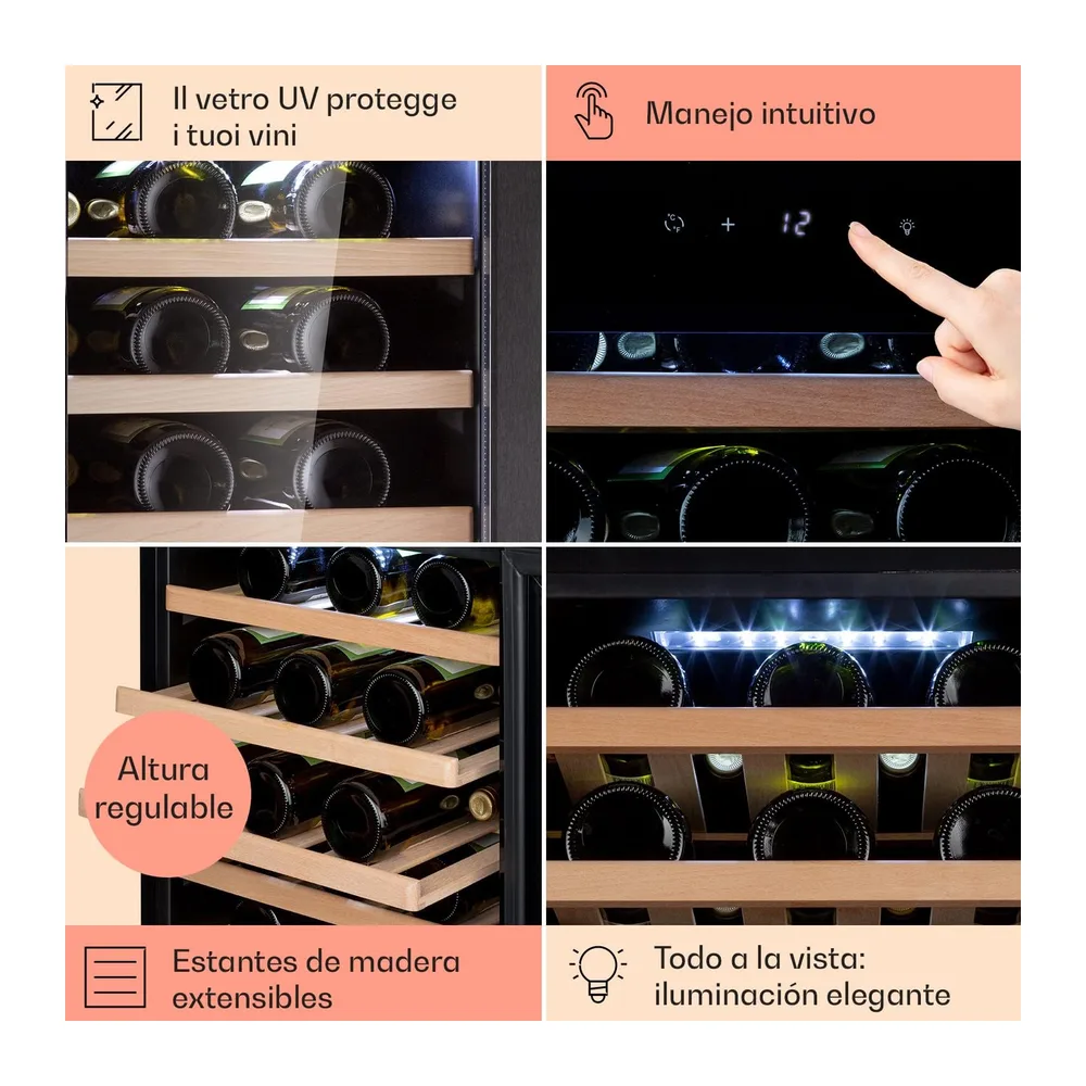 KLARSTEIN Vinoteca, 52 Botellas, Nevera Vinos de Una Zona, Nevera Expositora Vino y Cerveza, Vinoteca Pequeña — 5